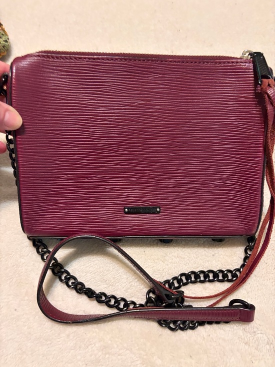Rebecca Minkoff Handbags - Rebecca Minkoff Textured Wine Crossbody with Chain Strap